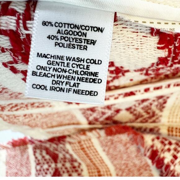 Loft Womens Fringe Tweed Open Front Blazer Jacket Red White Patterned 2 - Picture 5 of 8